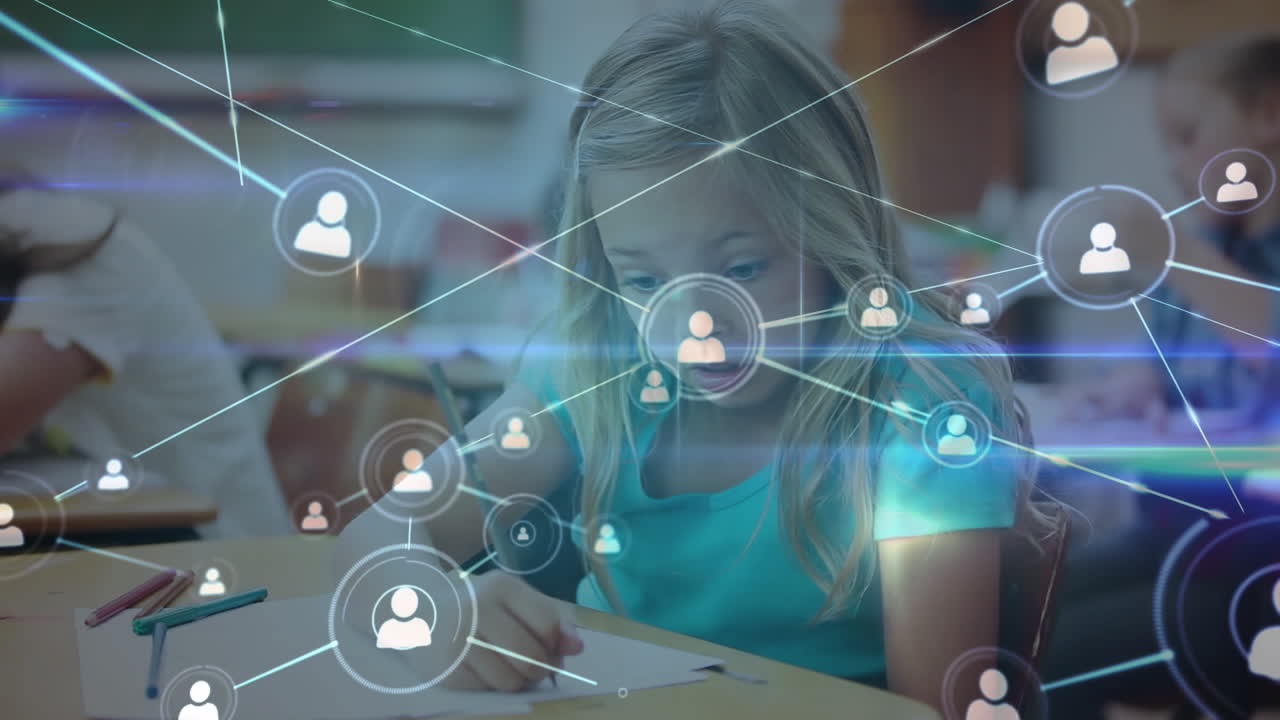 animación de la red de conexiones a través de la escritura de las escolares