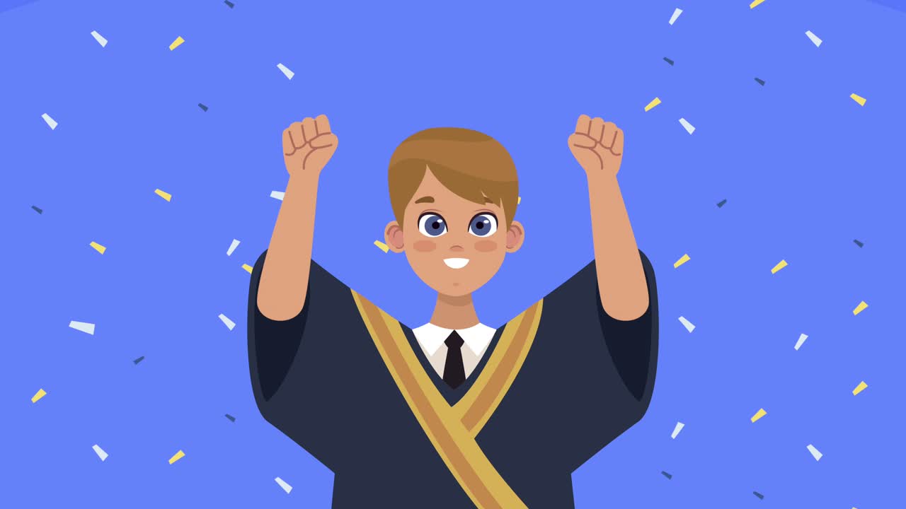 graduated man celebrating character animation