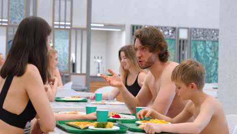 family lunch at a water park