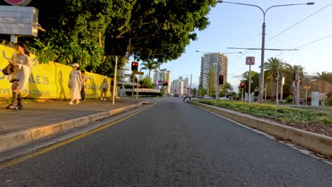 empty roads and cityscape at dawn