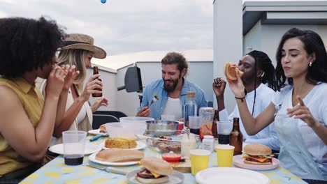 People having a barbecue