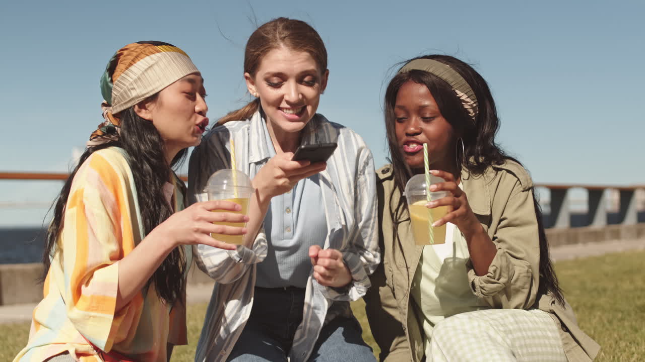 Multiethnic Girlfriends Having Fun Outdoors