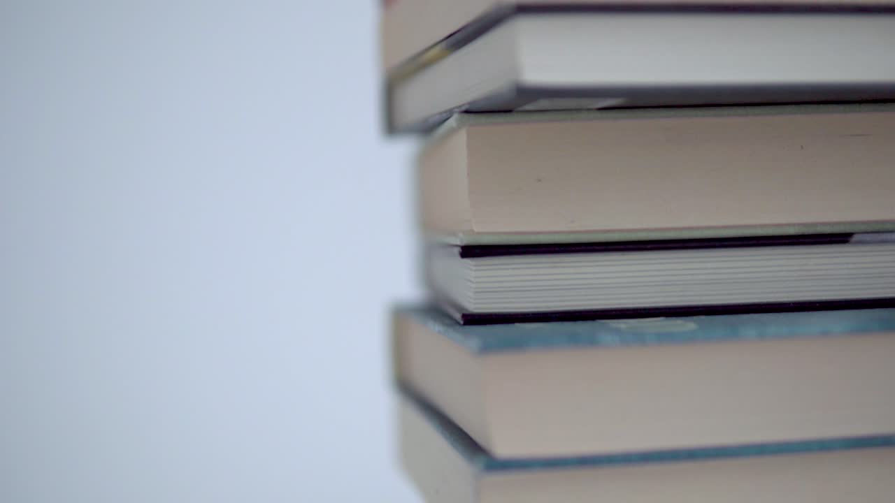 Close-up of the books at the stake