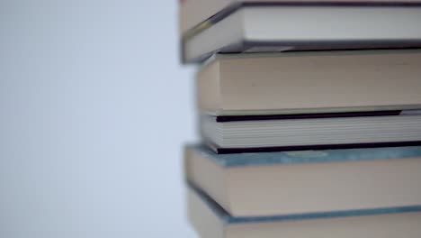 close-up of the books at the stake