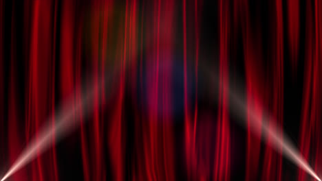 red stage curtains with spotlights