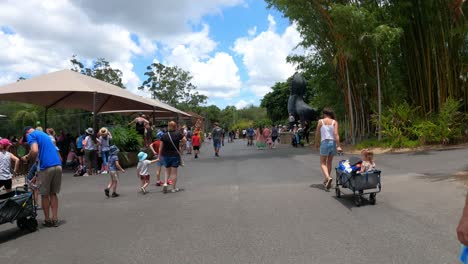 crowds enjoying a sunny day outdoors