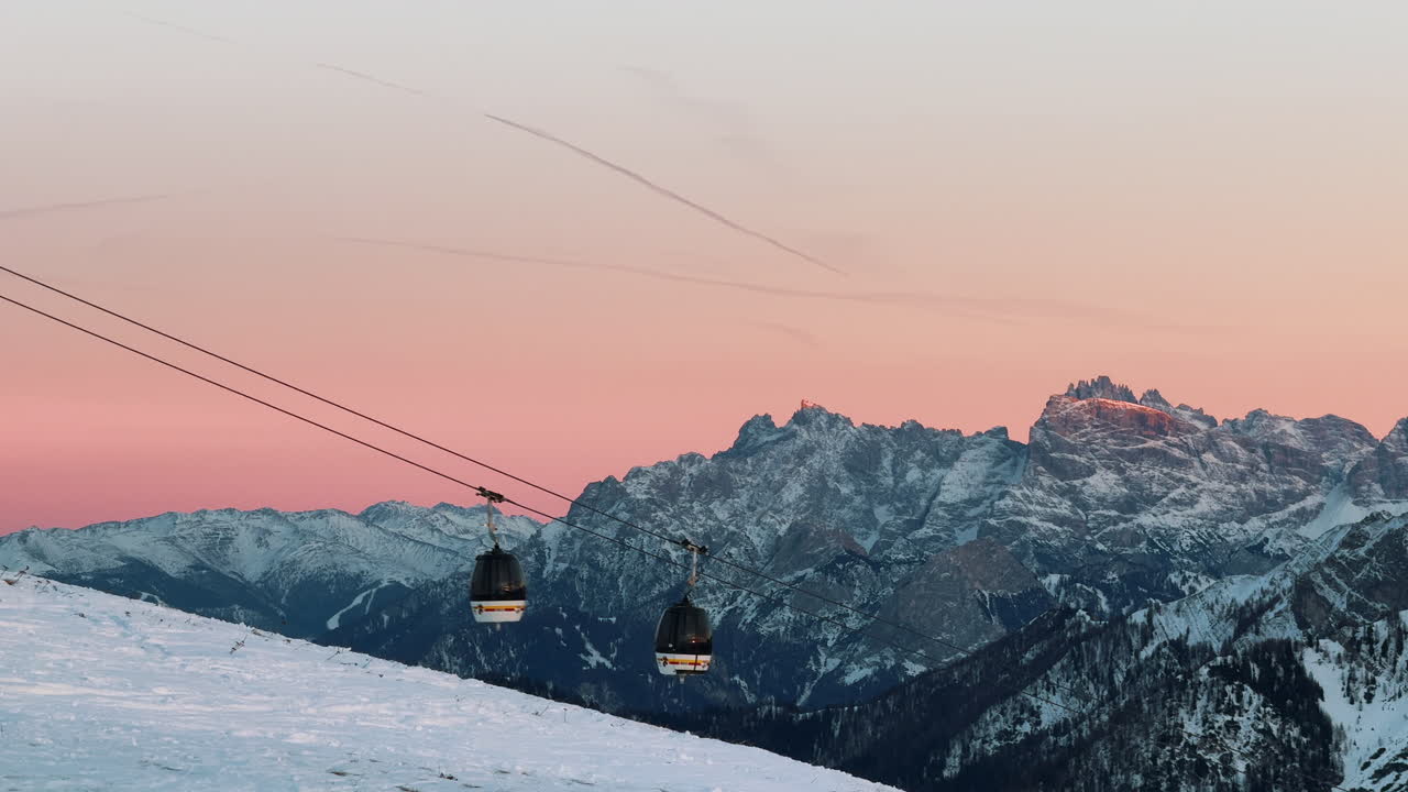 Sunset over the Alps with Ski Lift