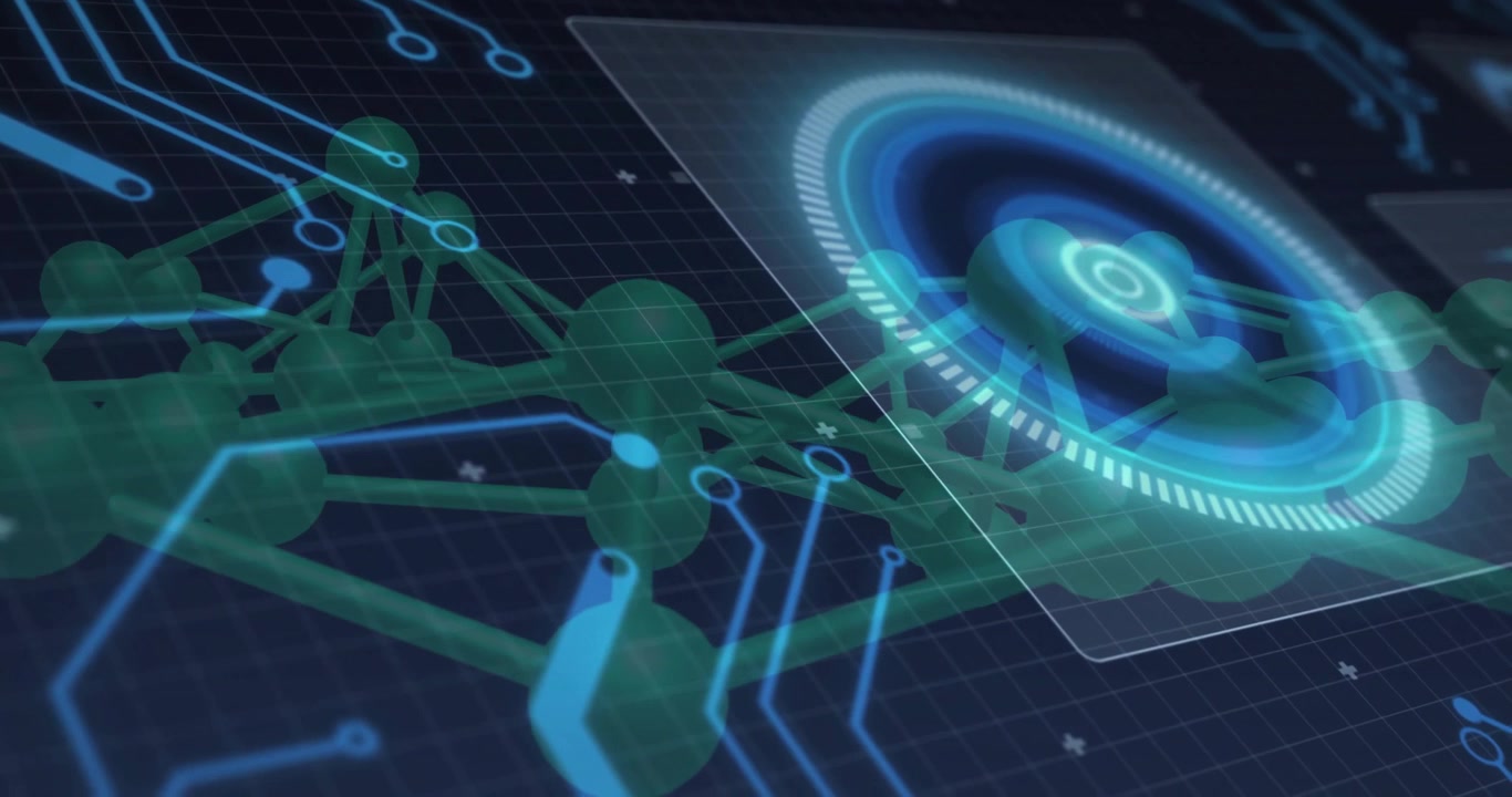Digital Molecular Structure and Circuitry Interface Animation