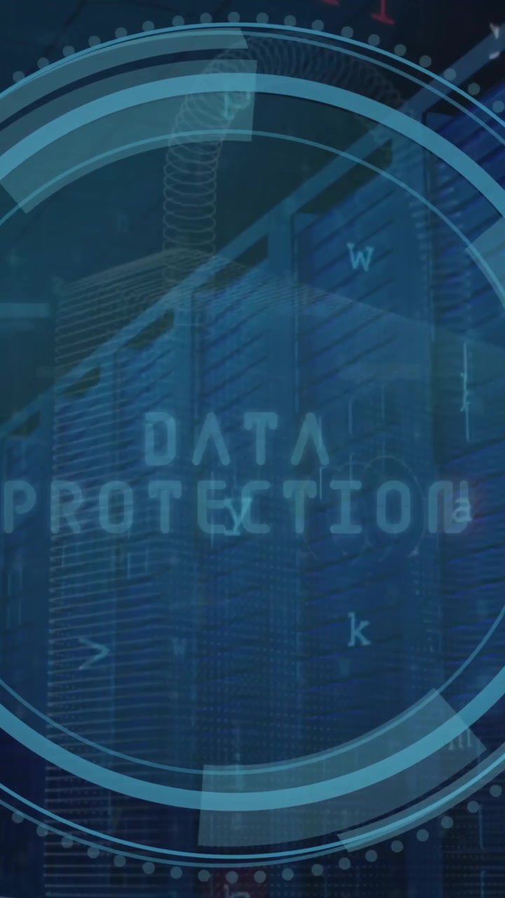 Animation of data protection text and data processing over computer servers