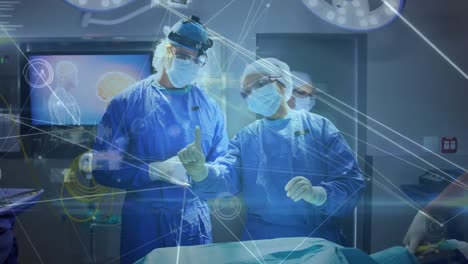 Animation-of-network-of-connections-and-data-processing-over-surgeons-in-operating-theater