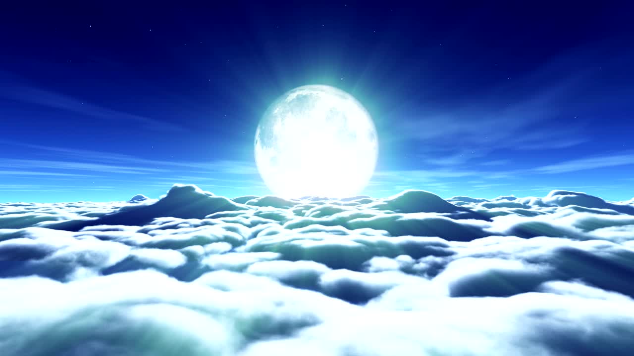 구름과 달에서 날아가는 꿈 4k