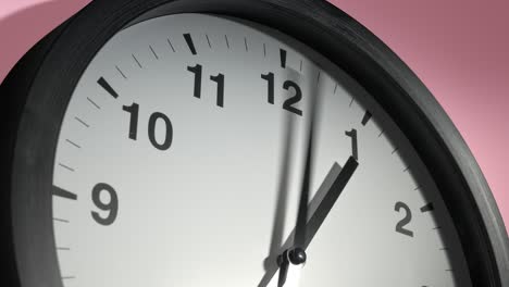 clock face on rosy rose pink wall in time lapse