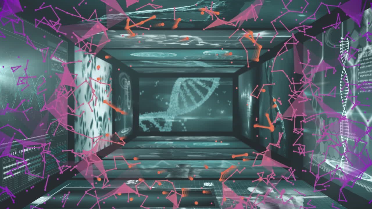 DNA strand and binary coding for scientific data processing in animation