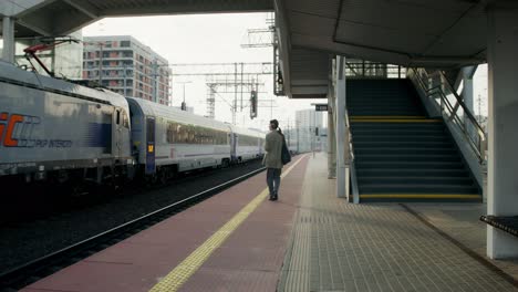 woman at train station