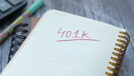 401k written in notebook