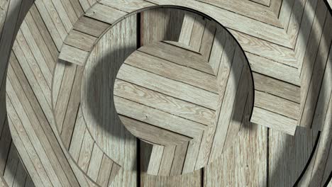 minimalism wood texture. modern business video background. 3d texture animation with rotating parts of a circle. spiral surface concept. 3d render of a seamless loop