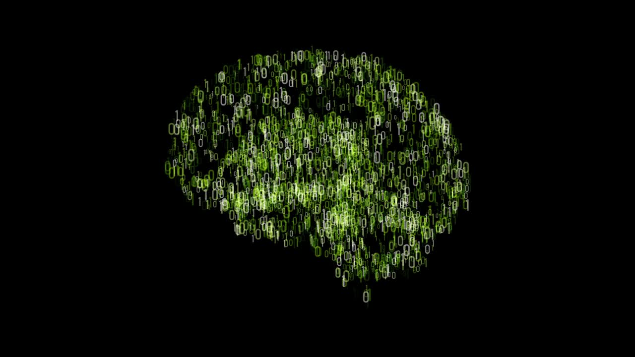 4K Abstract Loopable Brain Particles Animation, Artificial Intelligence, Black Color Background