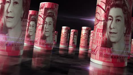 billetes de moneda de la libra esterlina enrollados en un bucle sin costuras