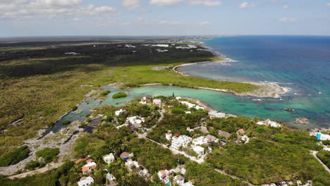 Drone-flight-over-tourism-residential-area-in-Mexico