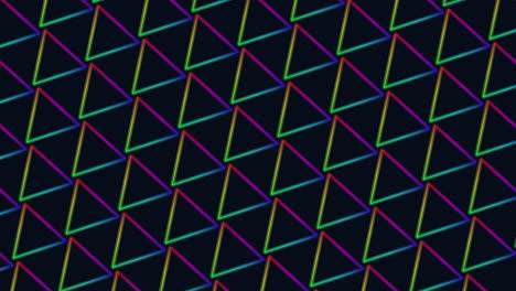 vibrant diagonal triangle pattern in colors of purple, blue, green, yellow, and red