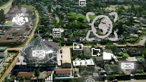 birdseye aerial view of kibera slum, tedchnology concept of shanty poor neighborhood of nairobi, kenya