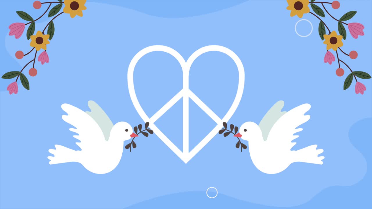 peace heart symbol with doves