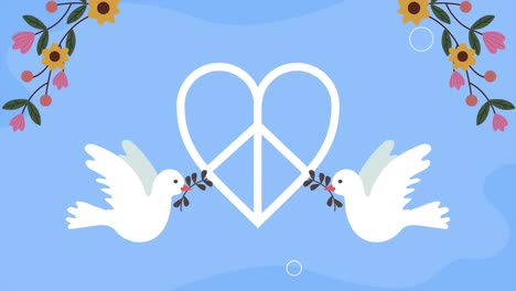 símbolo del corazón de la paz con palomas