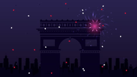 happy bastille day celebration with arch of triumph