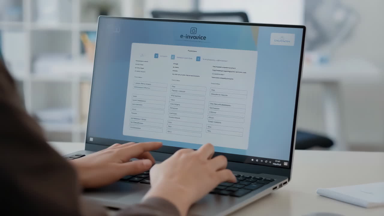Using an e-invoice platform on a laptop