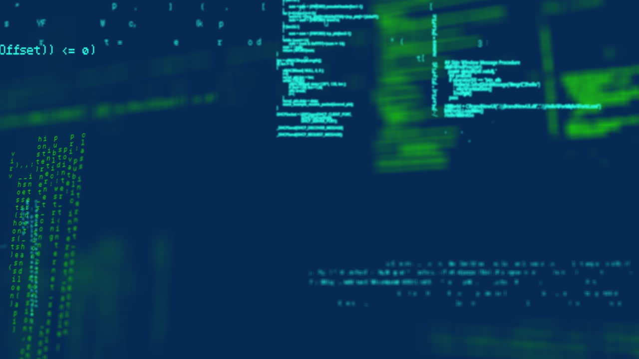 Animation of data processing on navy background