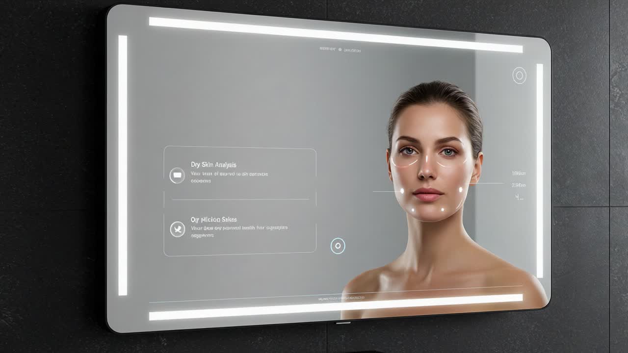 Advanced Skin Analysis Through Innovative Mirror Technology: A Close-Up of Modern Digital Interface Tailored for Personalized Skincare Solutions
