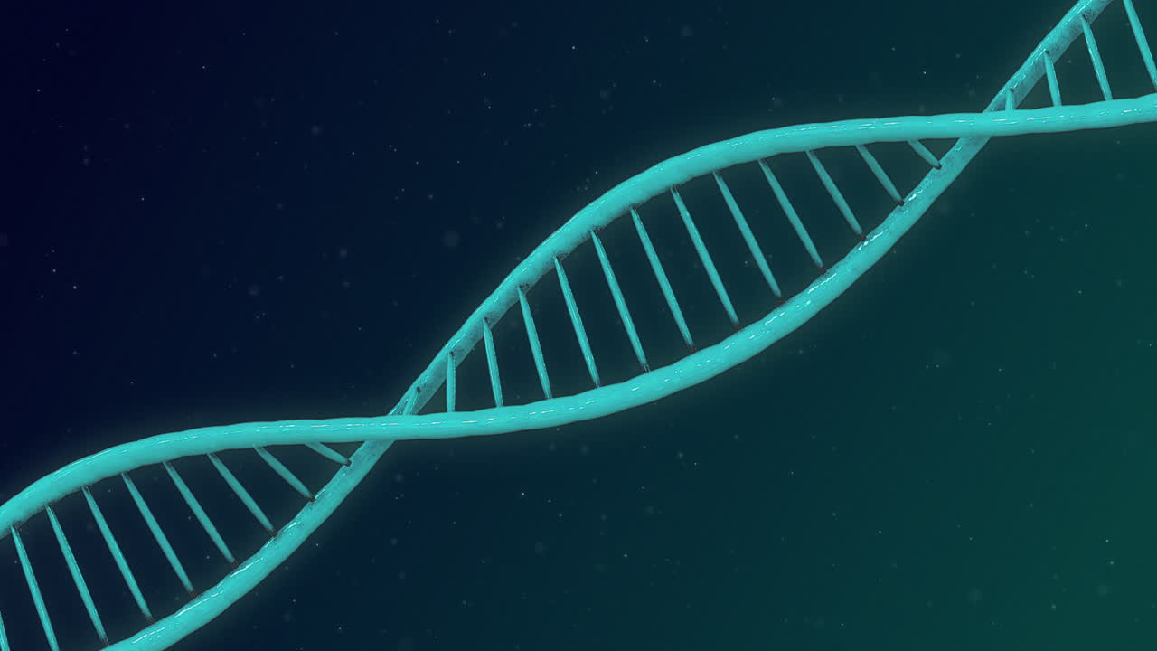 animación de la estructura del adn contra un fondo azul