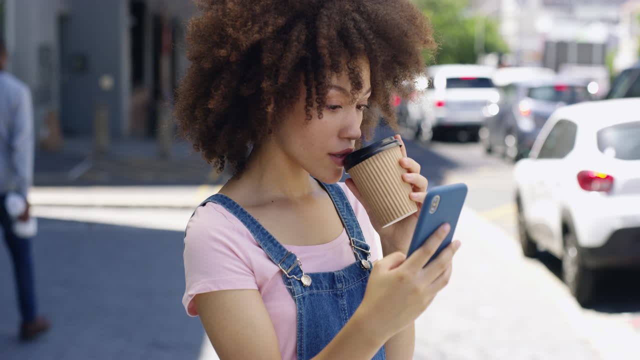 Taking selfies of her day in the city