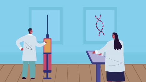 una pareja de científicos trabajando en un laboratorio.