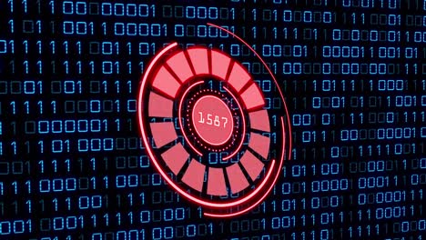 Animation-of-red-circle-with-numbers-over-binary-code