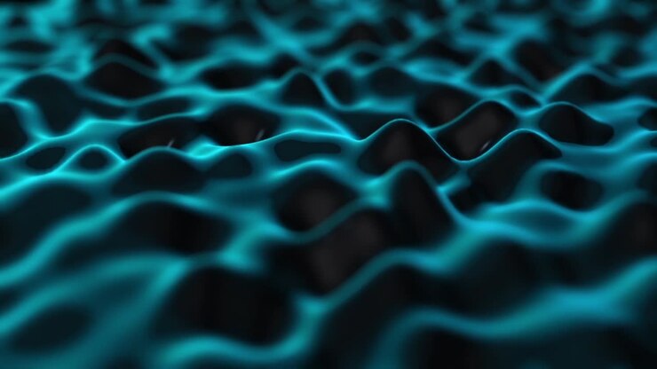 Abstract 3D Render of a Blue and Black Wavy Surface