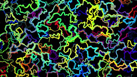 abstract creative looped bg con líneas rizadas como senderos de diferentes colores. las líneas forman un patrón giratorio como ruido de rizado. abstract 3d looping flowing animation as bright creative festive background