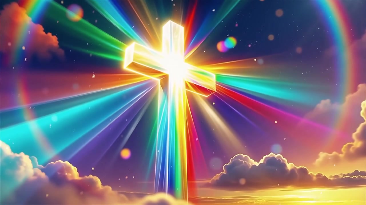 Christian Cross Heavenly Light Worship Background