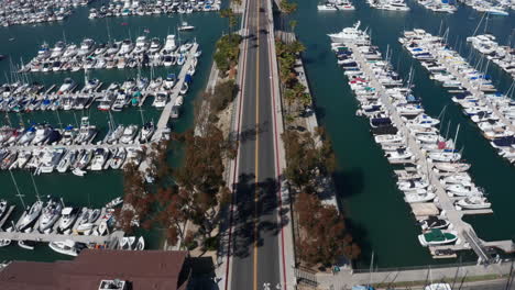 Aerial-View-of-Harbor-Boats-in-Dana-Point-Maria-California-USA---Panning-Shot