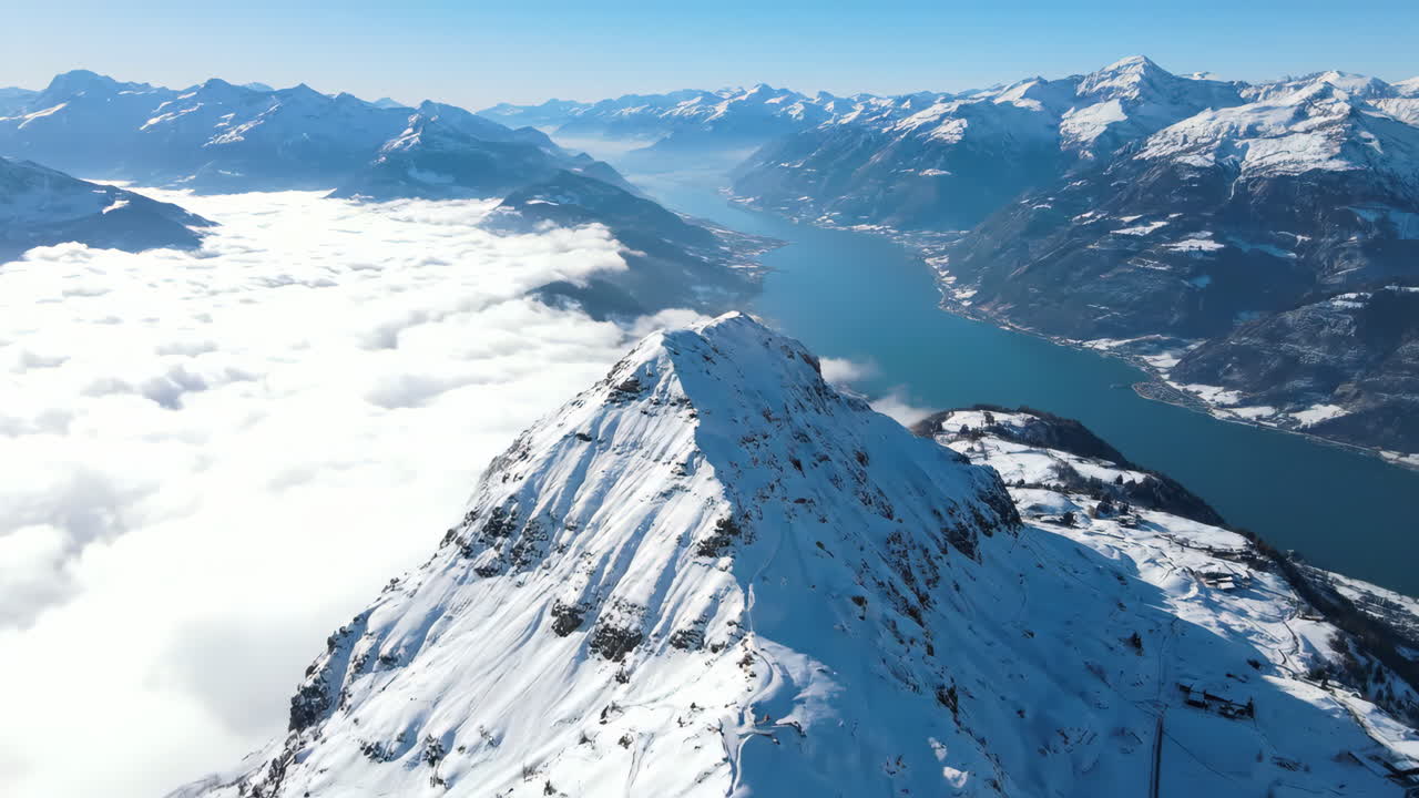 Snowy Mountain Peak and Lake Scenery