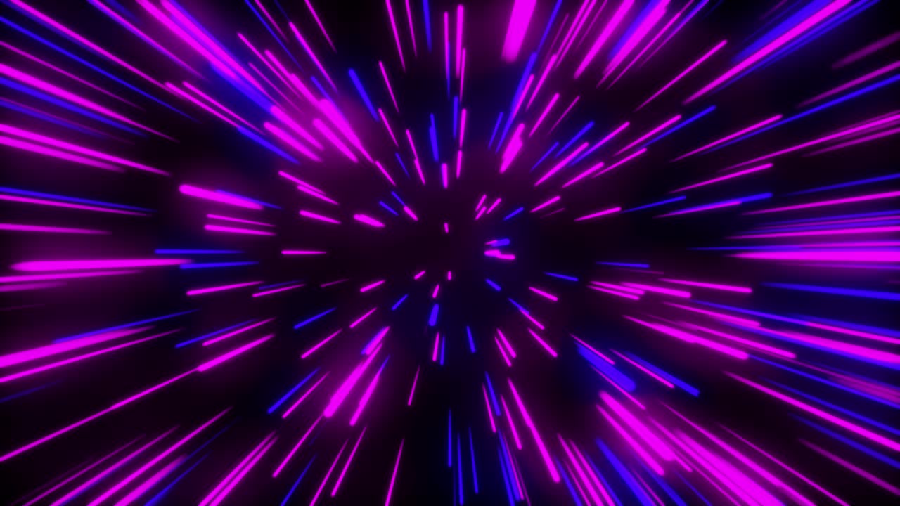 Abstract Hyperspace Tunnel with Glowing Neon Lines