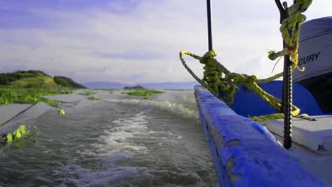 point of view of a ride in motorboat on the water