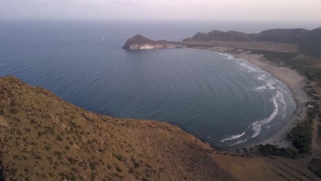 Aerial-drone-view-of-Genoveses-beach-bay-in-Almeria