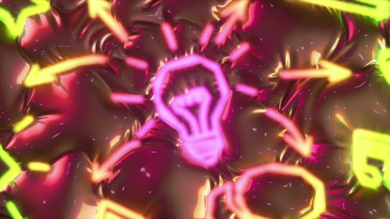 bombilla de neón abstracta y flechas