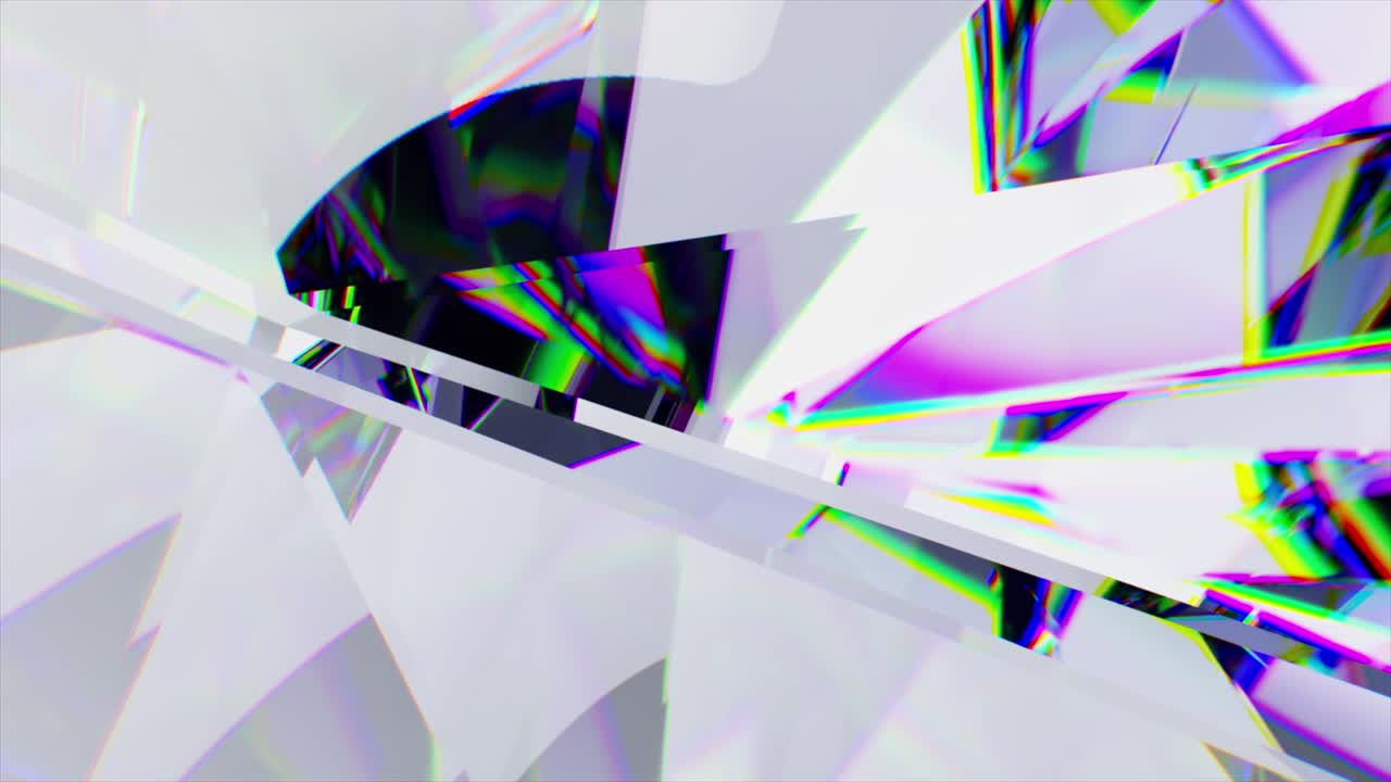 색 다이아몬드의 빛나는 면, 분산, 색 분홍색, 무결한 루프의 3d 애니메이션.