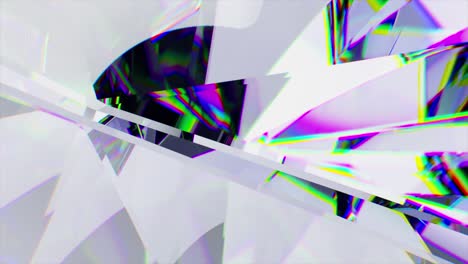 iridescent facets of a white diamond. dispersion. white pink color. 3d animation of a seamless loop.