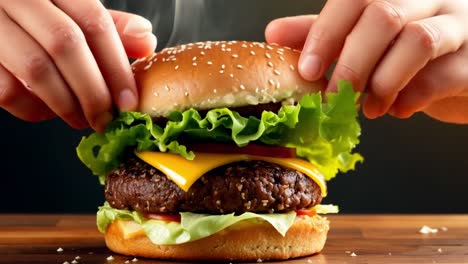 delicious cheeseburger with fresh ingredients