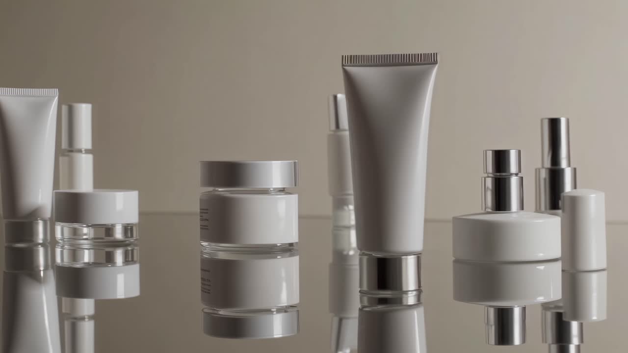 Elegant White Cosmetics Display