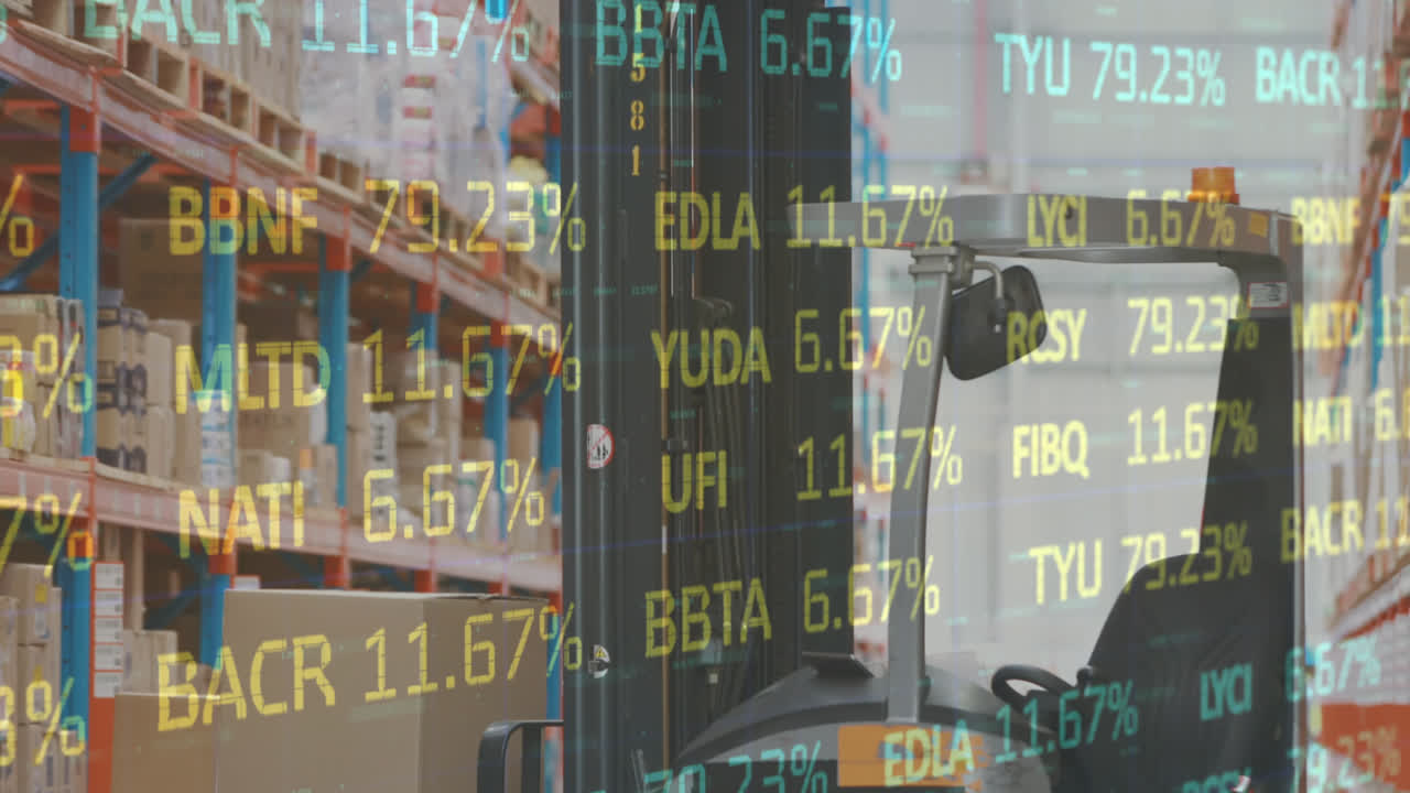 빈 창고 위에 주식 시장의 애니메이션