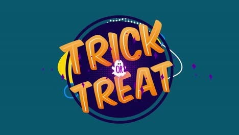 animazione di testo trick or treat su forme.